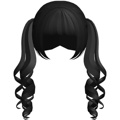 ♡ : black curly dolly hime pigtails