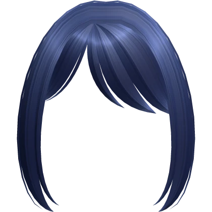 kawaii shy anime side bangs blue
