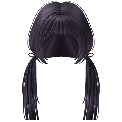 ♡ Cute Long Pigtails w/ Black Ribbons (Purple)