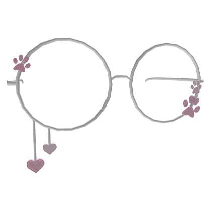 kitty paw white pink round glasses