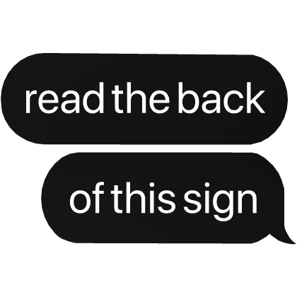 read the back of this sign good boy text