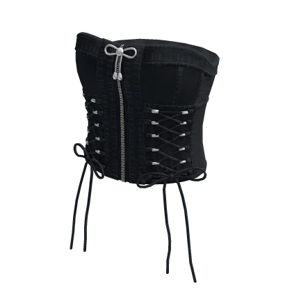 Black Denim Top with Strings