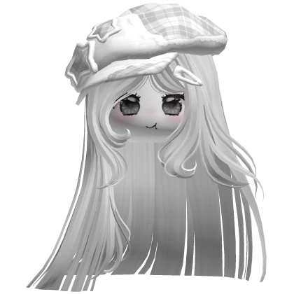 ♡ White Beret Straight Hair Combo w/ Cute Face
