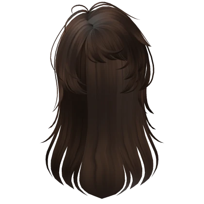 Long Messy Emo Wolfcut Bangs Dark Brown