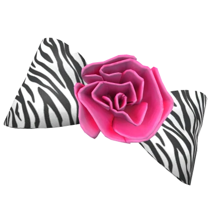 Gyaru Mcbling Big Bow on Head in Zebra & Pink Rose