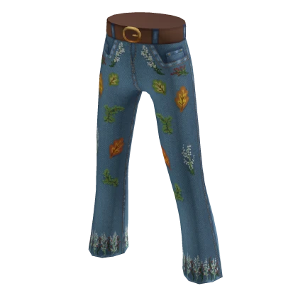 Embroidered Capris - Fall Leaves [Rthro]