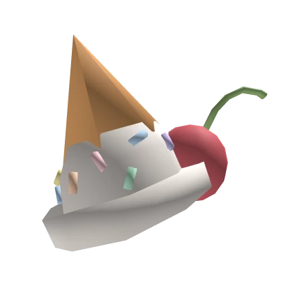 Cute Low Poly Ice Cream with Sprinkles & Cherry