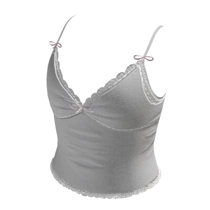 Lace bow cami white