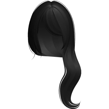 Black Long Flowy Side Ponytail W Bangs