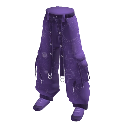 Purple Baggy Cargo Pants w/ Shoes & Straps