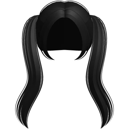 ୨୧꒰ long straight dolly pigtails in black