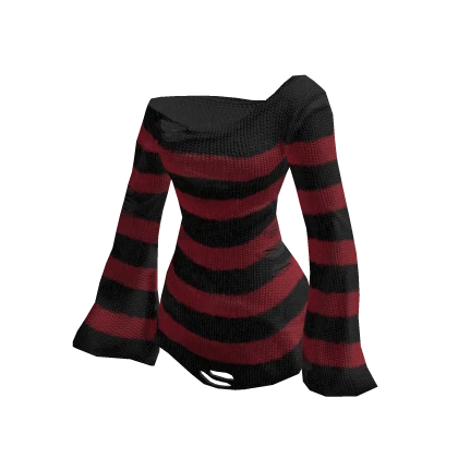Black & Red Striped Baggy Emo Sweater 🫐