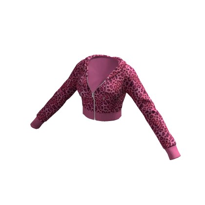 Tracksuit Hoodie Leopard Pink Euina Baddie Cropped