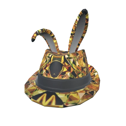 Golden Sparkle Time Diamond Bunny Fedora V1