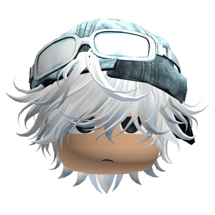 Messy Emo White&Blue Hair W/ Y2k Cap & Side Glare
