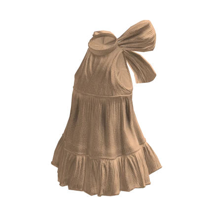 Beige Neutral Cute Ribbon Y2K Mini Dress