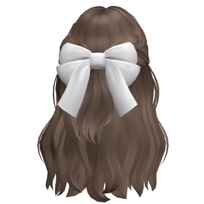 Long Wavy Winter Braided Hair w/ Bow (Brown)