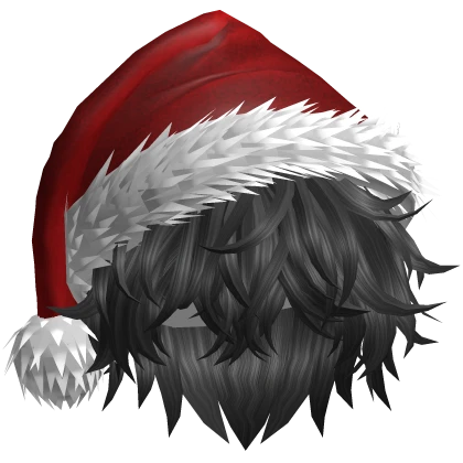 [FREE🎄] Black Messy Hair w/ Santa Hat