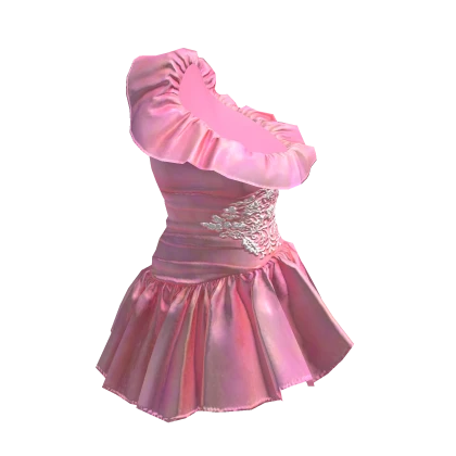 ✨ Ruffle One Shoulder Pink Dress