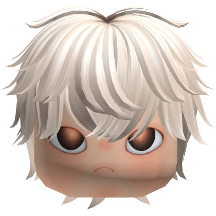 cute figurine messy boy hair w sad face - platinum