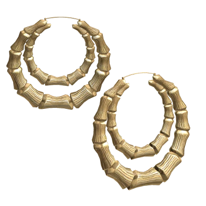 Xtra Boujie Double Bamboo Hoops | Gold