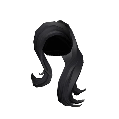 Lazy Curled Sideswept Hipster Pony Black