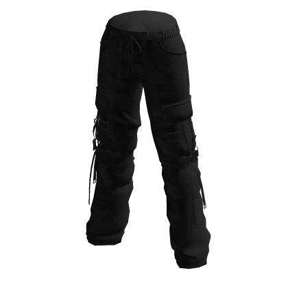 Baggy Streetwear Camo Cargo Pants Black