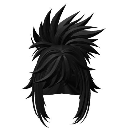 Anime Spiky Punk Samurai Boy Ponytail in Black