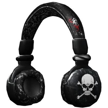 emo grunge skull headphones black with dragons