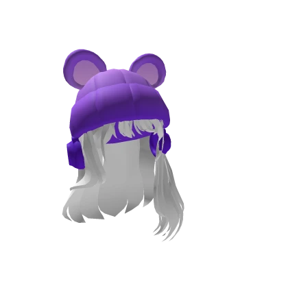 Hair with Purple Bear Beanie