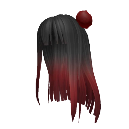 Pop Star Two-Tone Black & Red Bangs w/ Pom Poms  