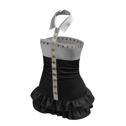 Gal Collar Mini Dress (Black & White)