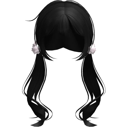 ♡ Black Simple School Girl Anime Pigtails Hair