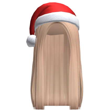 Long Straight Christmas Hair w/ Santa Hat (Blonde)