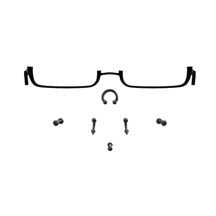 Glasses & Silver Piercing Set