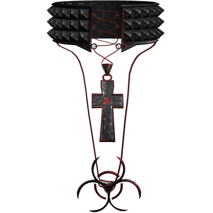 Black Red y2k Cyber 2000s Scene Cross Necklace
