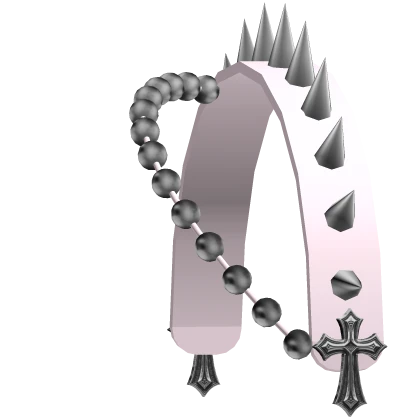 pink emo spiked cross beaded headband