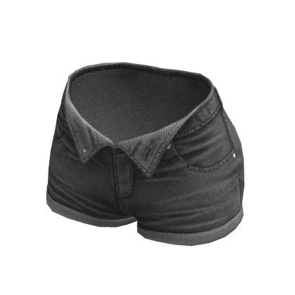 Jean Shorts Unzipped Gray Denim Opened Ripped Y2K