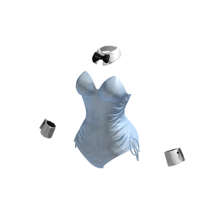 Y2K Bunny Corset Bodysuit in Baby Blue