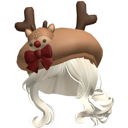 ♡ christmas beige hairdo with reindeer beret
