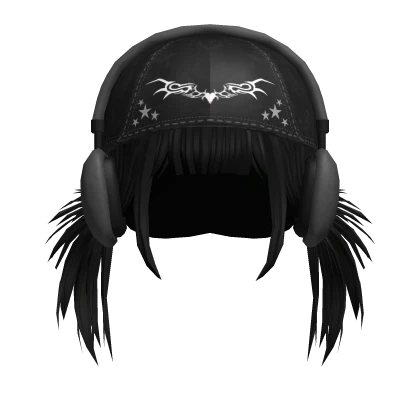 Low messy punk buns w/ y2k cap and headphones