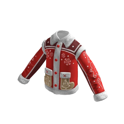 Christmas Gingerbread Shearling Jacket - Red