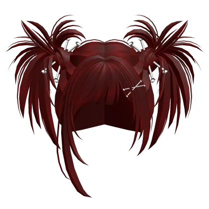 Spiky Grunge Emo Scene Pigtails in Red