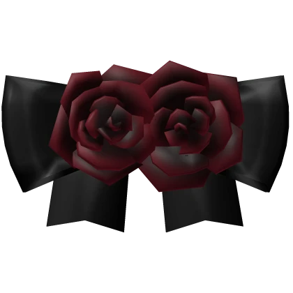 † black gothic floral red rose bow clip