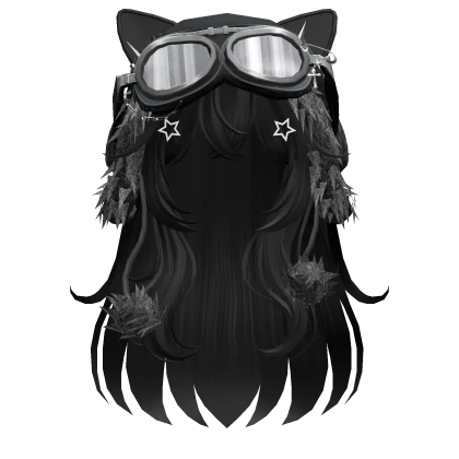 Black Anime cat hair w/ kitty goggles