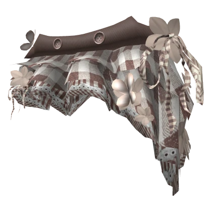 ♡, brown plaid ruffled mori kei floral skirt