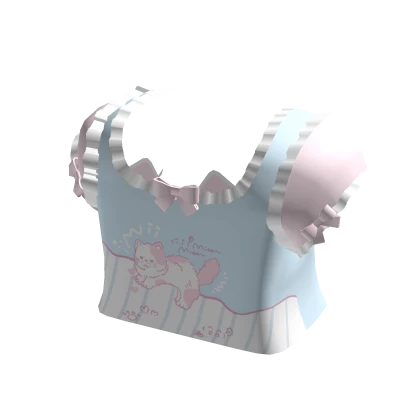 cute pink n blue kitty top