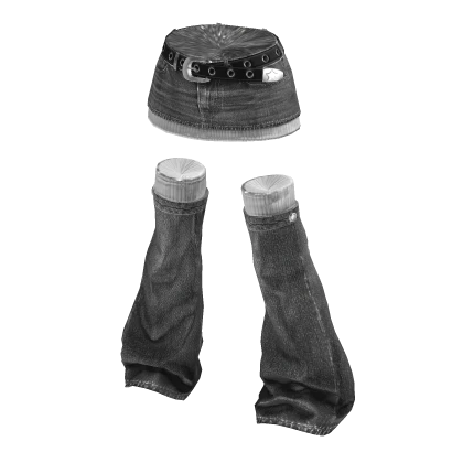 💗Y2K DENIM SKIRT AND LEG WARMERS_GREY