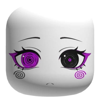 Cute Chibi Face with Spiral Eyes - Purple