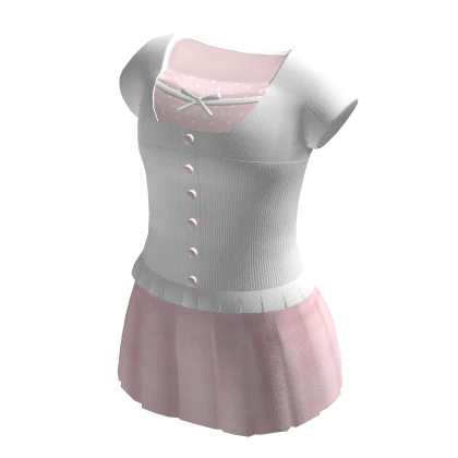 🍀Milkmaid Top w Mini Skirt (Pink/White)